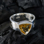 Citrine Solitaire Mexican 925 Sterling Silver Yellow Gemstones Eye catching Signet Band Jewelry