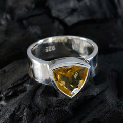 Citrine Solitaire Mexican 925 Sterling Silver Yellow Gemstones Eye catching Signet Band Jewelry