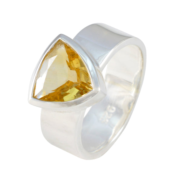 Citrine Solitaire Mexican 925 Sterling Silver Yellow Gemstones Eye catching Signet Band Jewelry