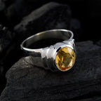 Citrine Solitaire Indian Sterling Silver Yellow Gemstone Eye catching Engagement Ring Jewelry