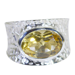 Citrine Solitaire French Silver Yellow Gemstone Versatile Oversized Band Jewelry