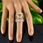 Citrine Solitaire Middle Eastern Silver Yellow Gemstones Versatile Filigree  Ring Jewelry