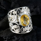 Citrine Solitaire Middle Eastern Silver Yellow Gemstones Versatile Filigree  Ring Jewelry