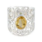 Citrine Solitaire Middle Eastern Silver Yellow Gemstones Versatile Filigree  Ring Jewelry