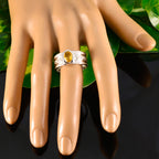 Citrine Solitaire German 92.5 Silver Yellow Gemstone Eye catching Twist Band Jewelry