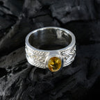 Citrine Solitaire German 92.5 Silver Yellow Gemstone Eye catching Twist Band Jewelry