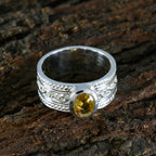 Citrine Solitaire German 92.5 Silver Yellow Gemstone Eye catching Twist Band Jewelry