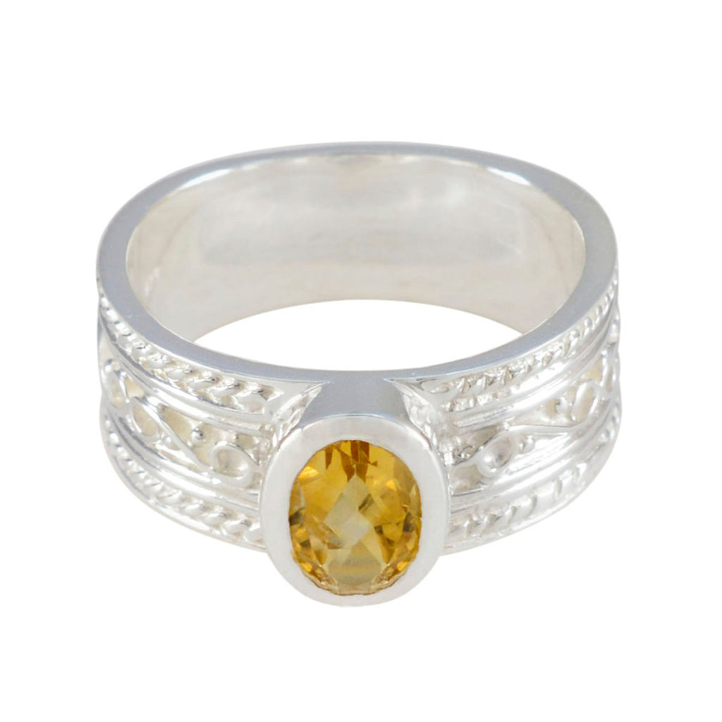 Citrine Solitaire German 92.5 Silver Yellow Gemstone Eye catching Twist Band Jewelry