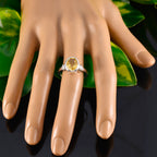 Citrine Solitaire African Sterling Silver Yellow Gemstones Minimal Abstract Ring Jewelry