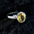 Citrine Solitaire African Sterling Silver Yellow Gemstones Minimal Abstract Ring Jewelry