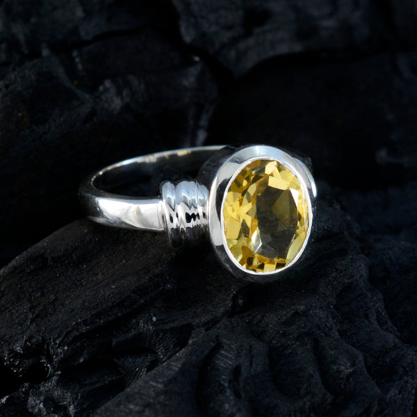 Citrine Solitaire African Sterling Silver Yellow Gemstones Minimal Abstract Ring Jewelry