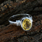 Citrine Solitaire African Sterling Silver Yellow Gemstones Minimal Abstract Ring Jewelry