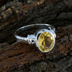 Citrine Solitaire African Sterling Silver Yellow Gemstones Minimal Abstract Ring Jewelry
