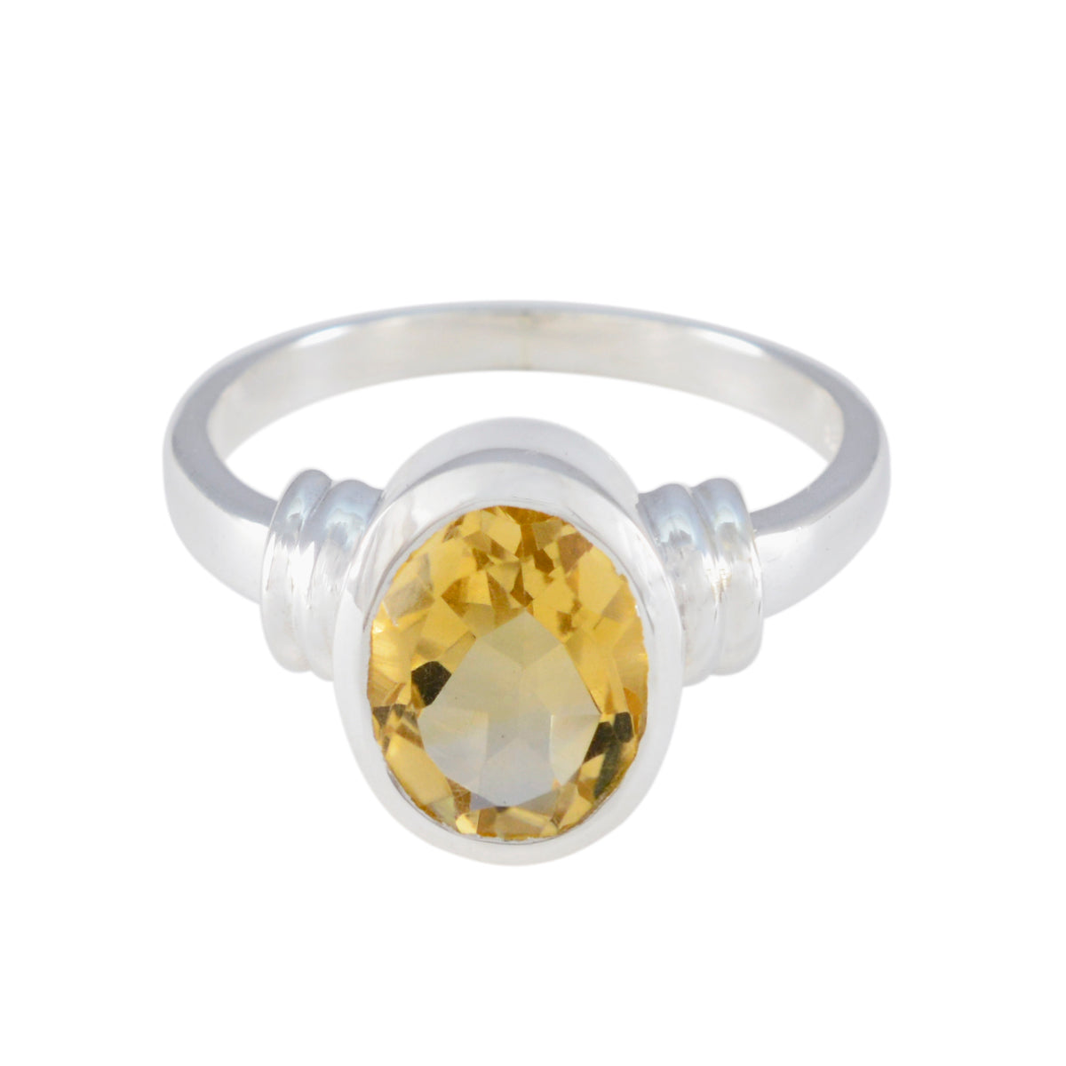 Citrine Solitaire African Sterling Silver Yellow Gemstones Minimal Abstract Ring Jewelry Main image