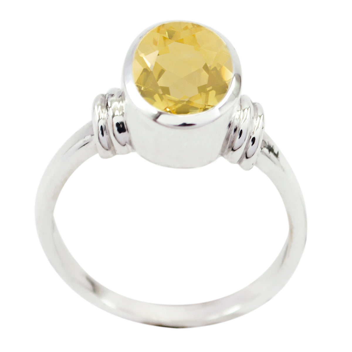 Citrine Solitaire African Sterling Silver Yellow Gemstones Minimal Abstract Ring Jewelry