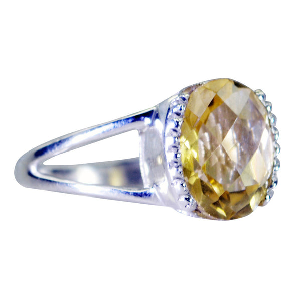 Citrine Solitaire Indian Sterling Silver Yellow Gemstone Mid weight Luxurious Ring Jewelry