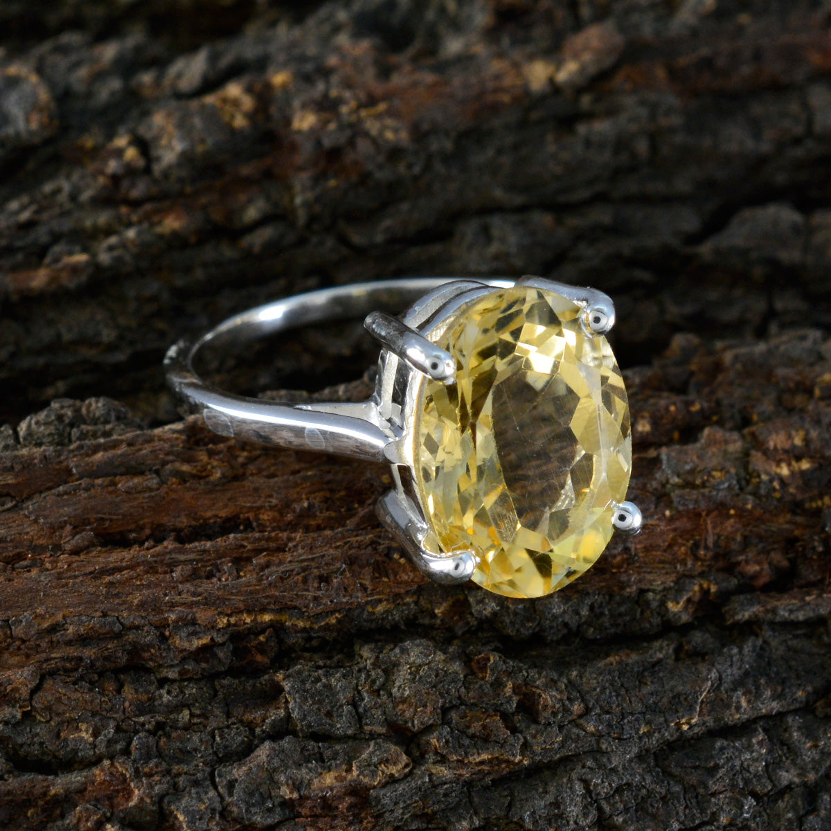 Citrine Solitaire Egyptian Sterling Silver Yellow Gems Featherlight Heritage Ring Jewellery