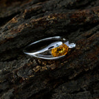 Citrine Solitaire American Silver Yellow Gems Dainty Modern Ring Jewelry