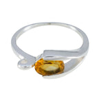 Citrine Solitaire American Silver Yellow Gems Dainty Modern Ring Jewelry