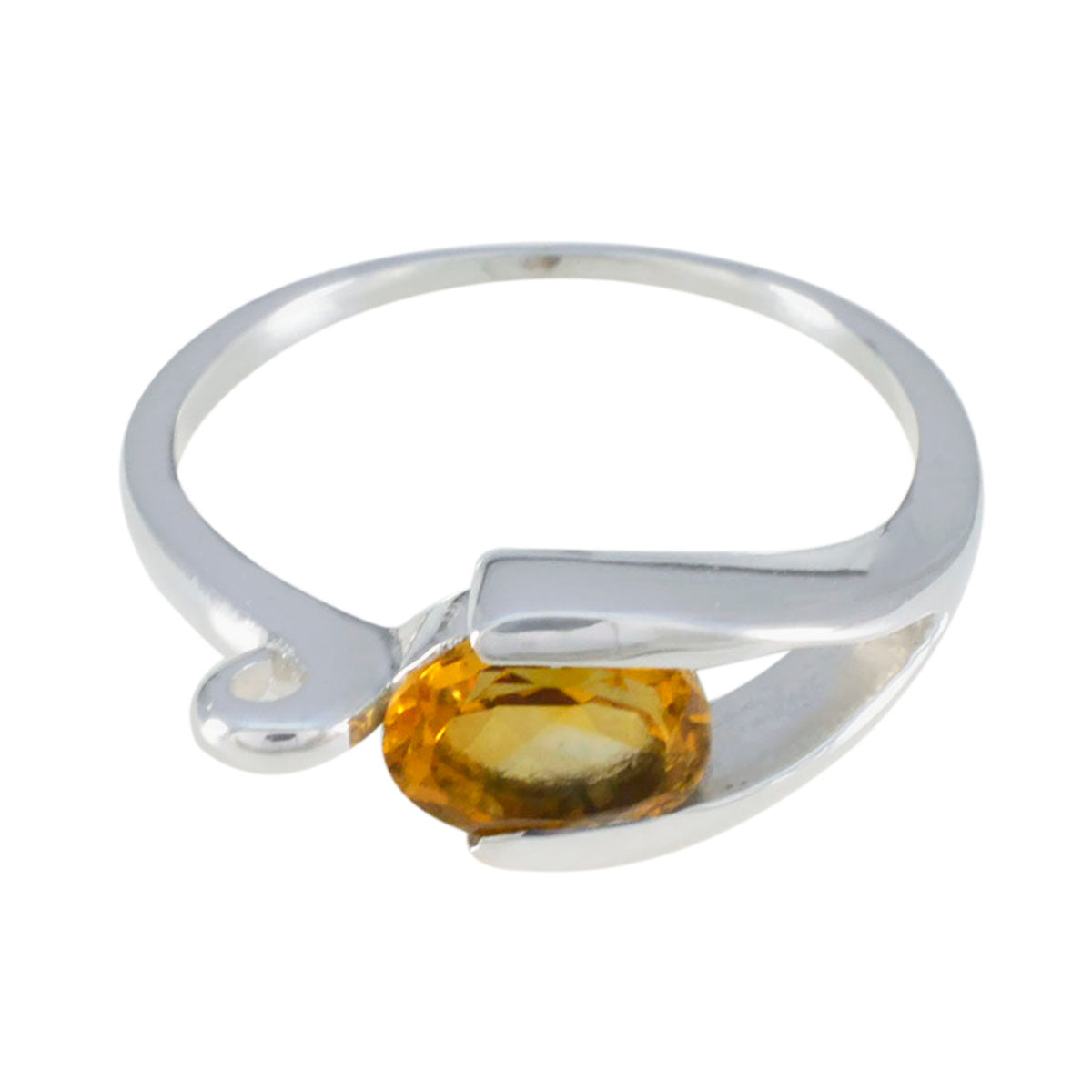 Citrine Solitaire American Silver Yellow Gems Dainty Modern Ring Jewelry