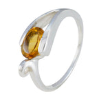 Citrine Solitaire American Silver Yellow Gems Dainty Modern Ring Jewelry