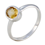 Citrine Solitaire Japanese Sterling Silver Yellow Gemstone Delicate Romantic Ring Jewelry