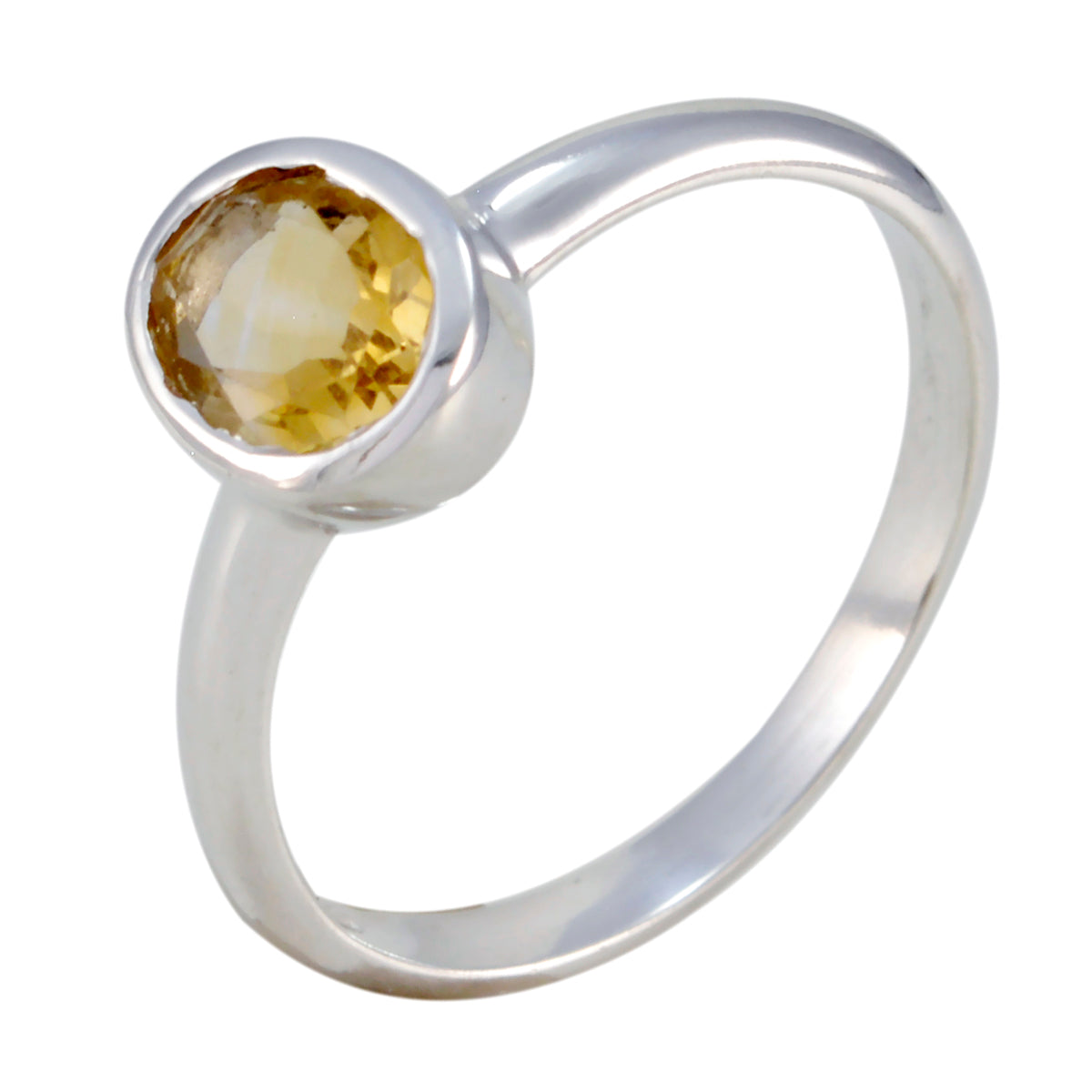 Citrine Solitaire Japanese Sterling Silver Yellow Gemstone Delicate Romantic Ring Jewelry