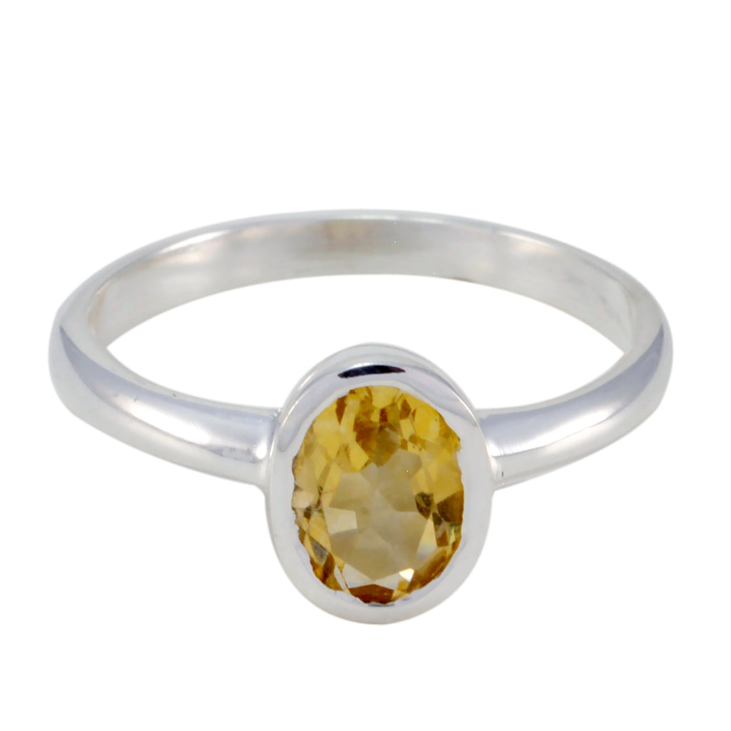 Citrine Solitaire Japanese Sterling Silver Yellow Gemstone Delicate Romantic Ring Jewelry