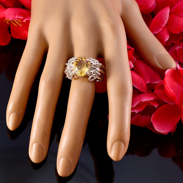 Citrine Solitaire Spanish 925 Silver Yellow Gems Essential  Rope Wire Ring Jewelry