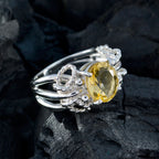 Citrine Solitaire Spanish 925 Silver Yellow Gems Essential  Rope Wire Ring Jewelry