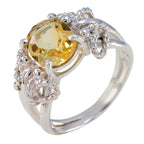 Citrine Solitaire Spanish 925 Silver Yellow Gems Essential  Rope Wire Ring Jewelry