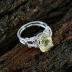Citrine Solitaire Mexican Sterling Silver Yellow Gemstone Eye catching Rope Wire Ring Jewelry