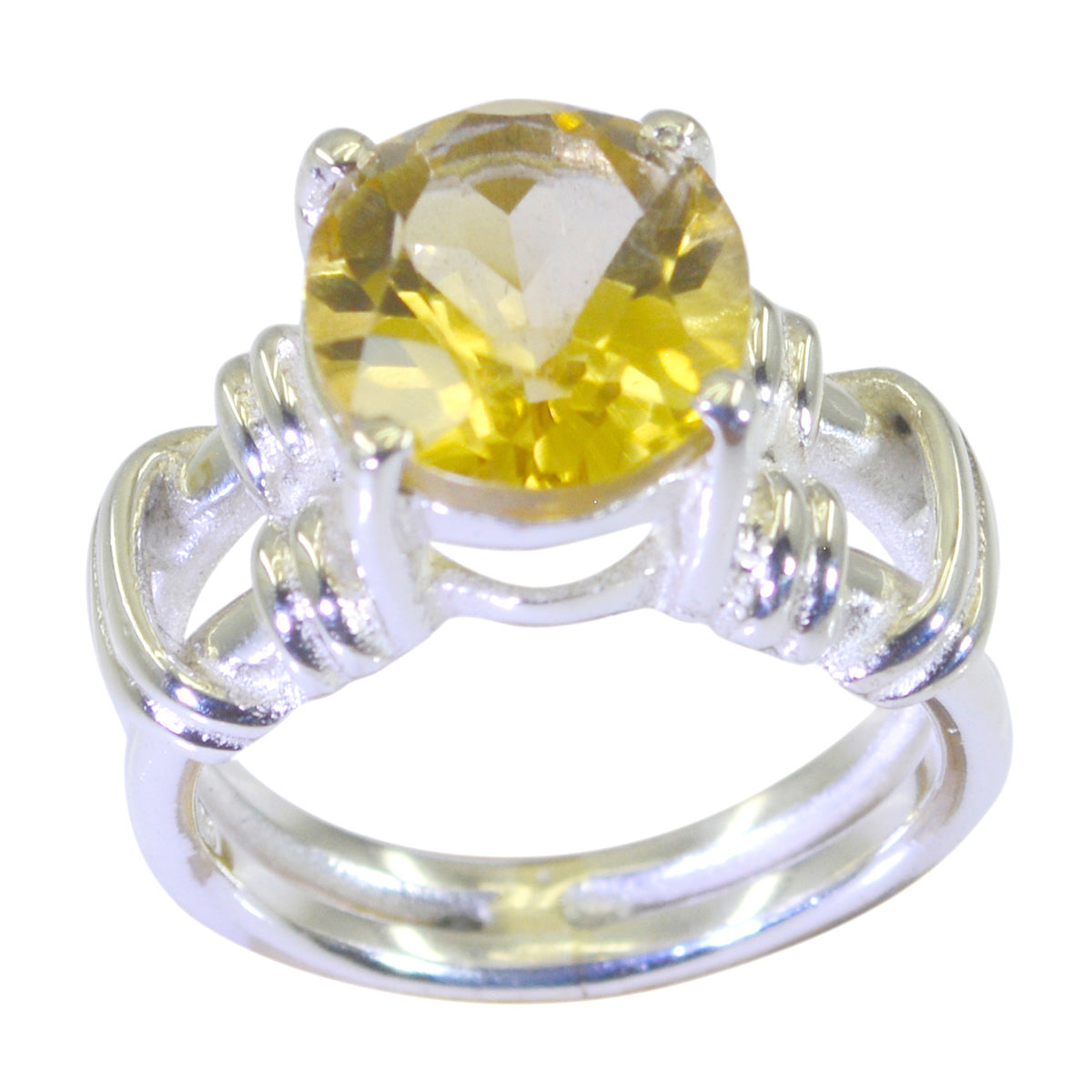 Citrine Solitaire Mexican Sterling Silver Yellow Gemstone Eye catching Rope Wire Ring Jewelry