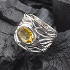 Citrine Solitaire Mexican 925 Silver Yellow Gems Minimal Rope Wire Ring Jewelry