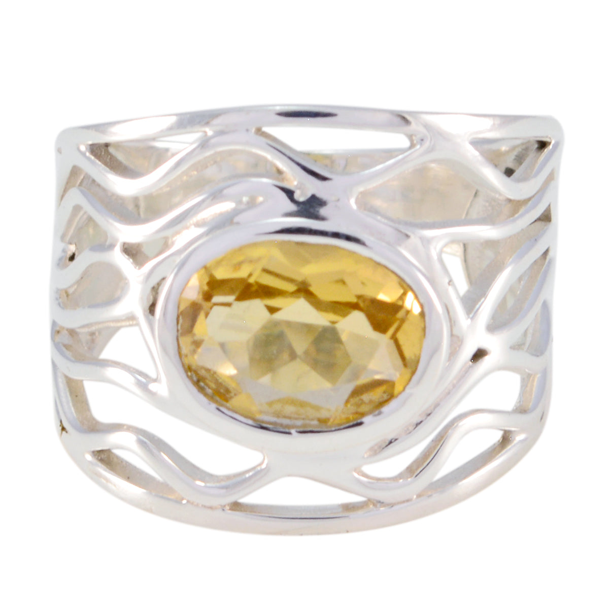 Citrine Solitaire Mexican 925 Silver Yellow Gems Minimal Rope Wire Ring Jewelry