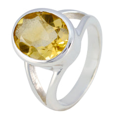 Citrine Solitaire Egyptian Silver Yellow Gems Slim Artisan Ring Jewellery