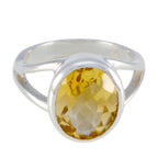 Citrine Solitaire Egyptian Silver Yellow Gems Slim Artisan Ring Jewellery