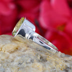 Citrine Solitaire Egyptian Silver Yellow Gems Slim Artisan Ring Jewellery