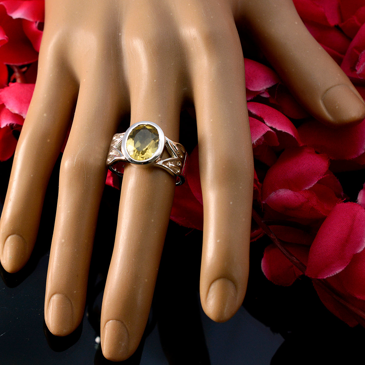 Citrine Solitaire Indian 92.5 Silver Yellow Gems Versatile antique Ring Jewelry