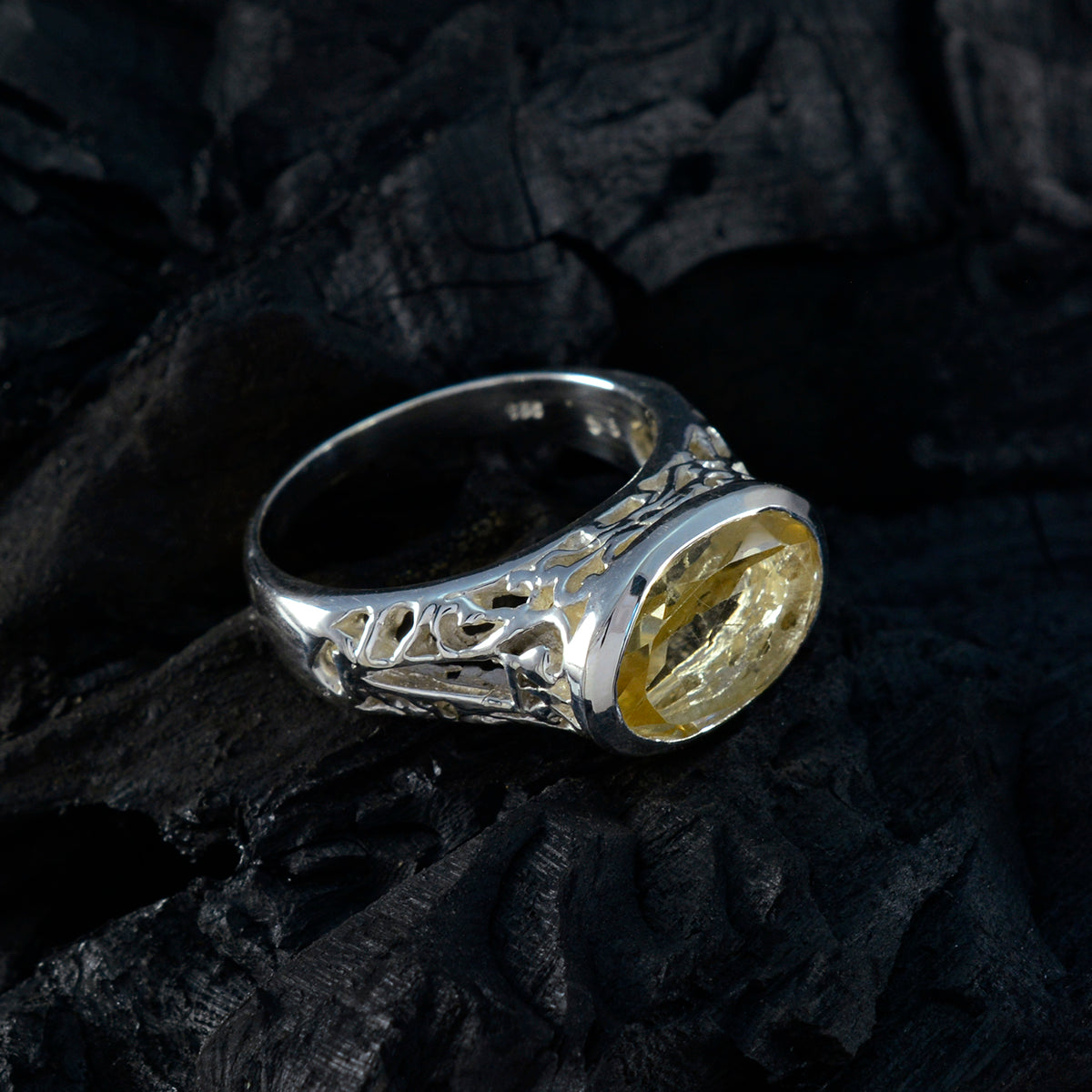 Citrine Solitaire African 925 Sterling Silver Yellow Gemstone Eye catching Promise Ring Jewellery