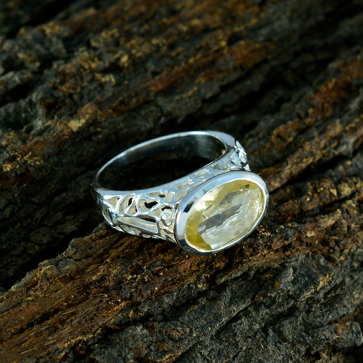 Citrine Solitaire African 925 Sterling Silver Yellow Gemstone Eye catching Promise Ring Jewellery