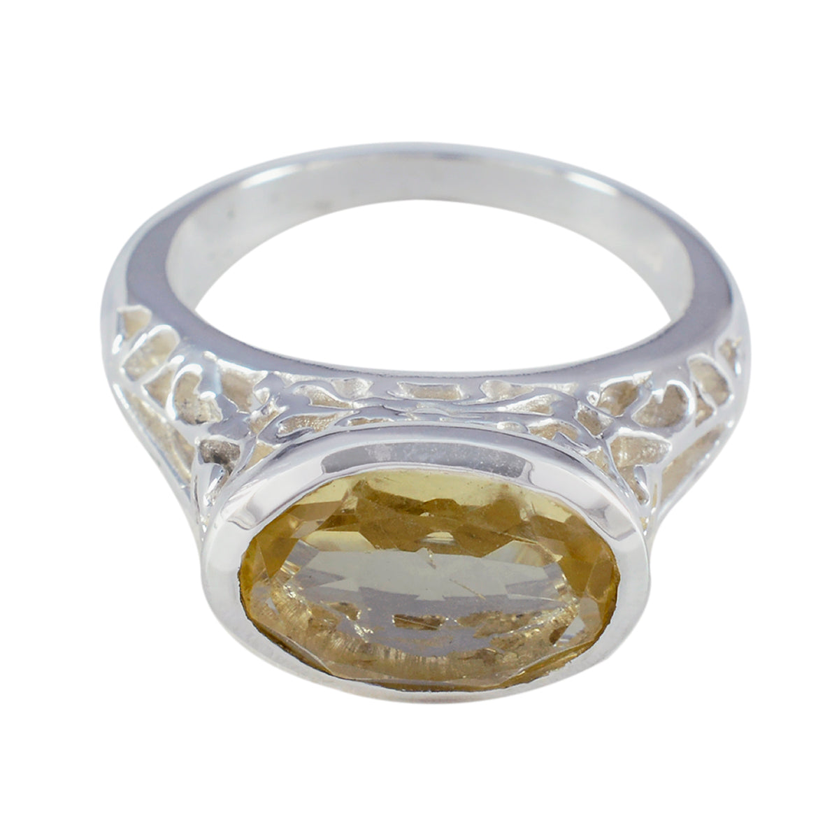 Citrine Solitaire African 925 Sterling Silver Yellow Gemstone Eye catching Promise Ring Jewellery Main image