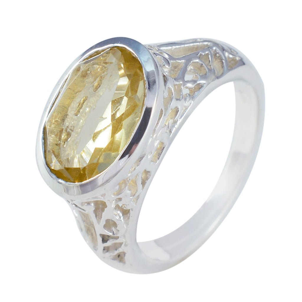 Citrine Solitaire African 925 Sterling Silver Yellow Gemstone Eye catching Promise Ring Jewellery