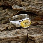 Citrine Solitaire Russian 925 Silver Yellow Gems Mid weight Romantic Ring Jewellery