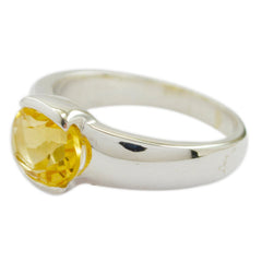 Citrine Solitaire Russian 925 Silver Yellow Gems Mid weight Romantic Ring Jewellery
