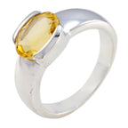 Citrine Solitaire Russian 925 Silver Yellow Gems Mid weight Romantic Ring Jewellery