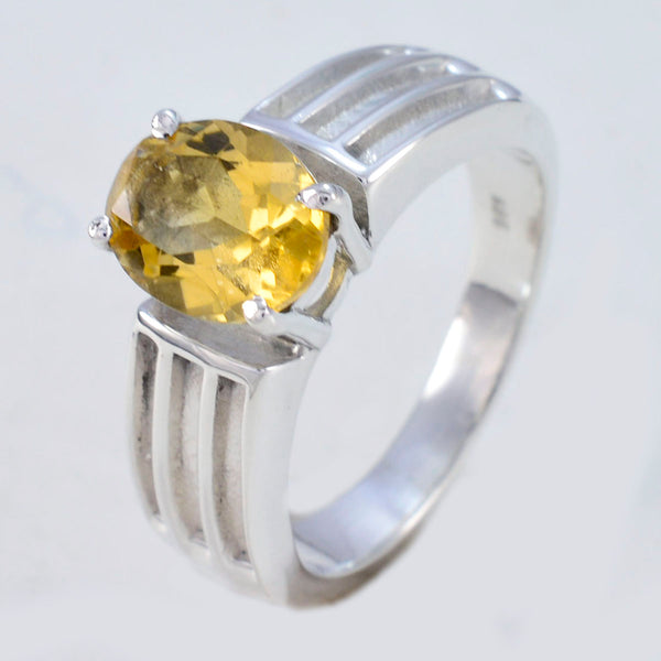 Citrine Solitaire Indian 925 Sterling Silver Yellow Gems Eye catching Love Ring Jewellery