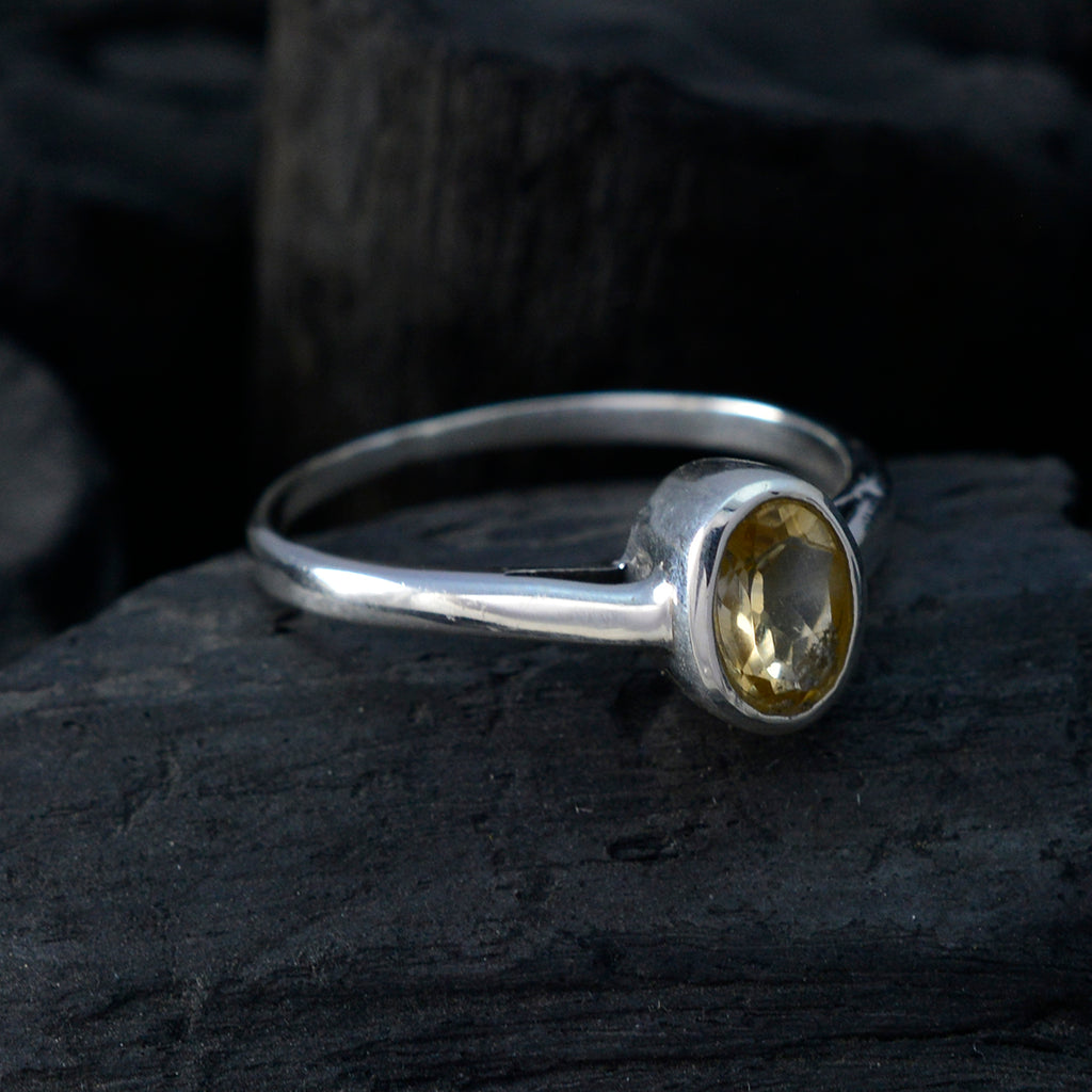 Citrine Solitaire Turkish Silver Yellow Gemstones Delicate Graceful Ring Jewellery