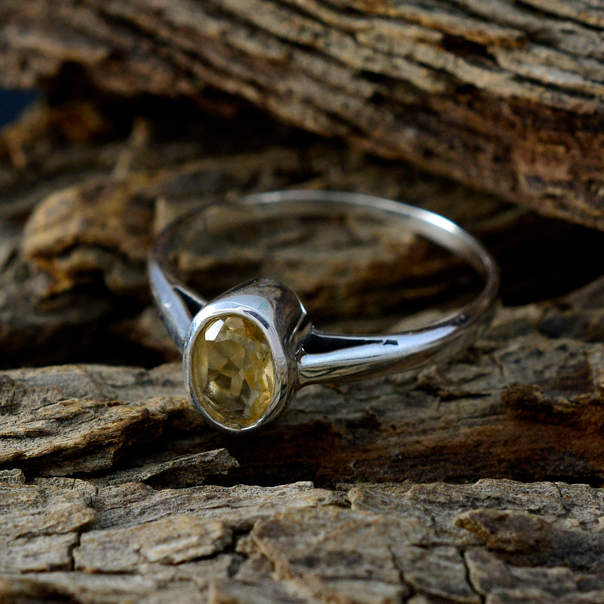 Citrine Solitaire Turkish Silver Yellow Gemstones Delicate Graceful Ring Jewellery