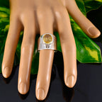 Citrine Solitaire German Silver Yellow Gems Versatile Armor Ring Jewelry